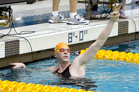 Matt McLean celebrates victory in the 1650 free at the 2009 ACC Swimming and Diving Championships swimming pictures