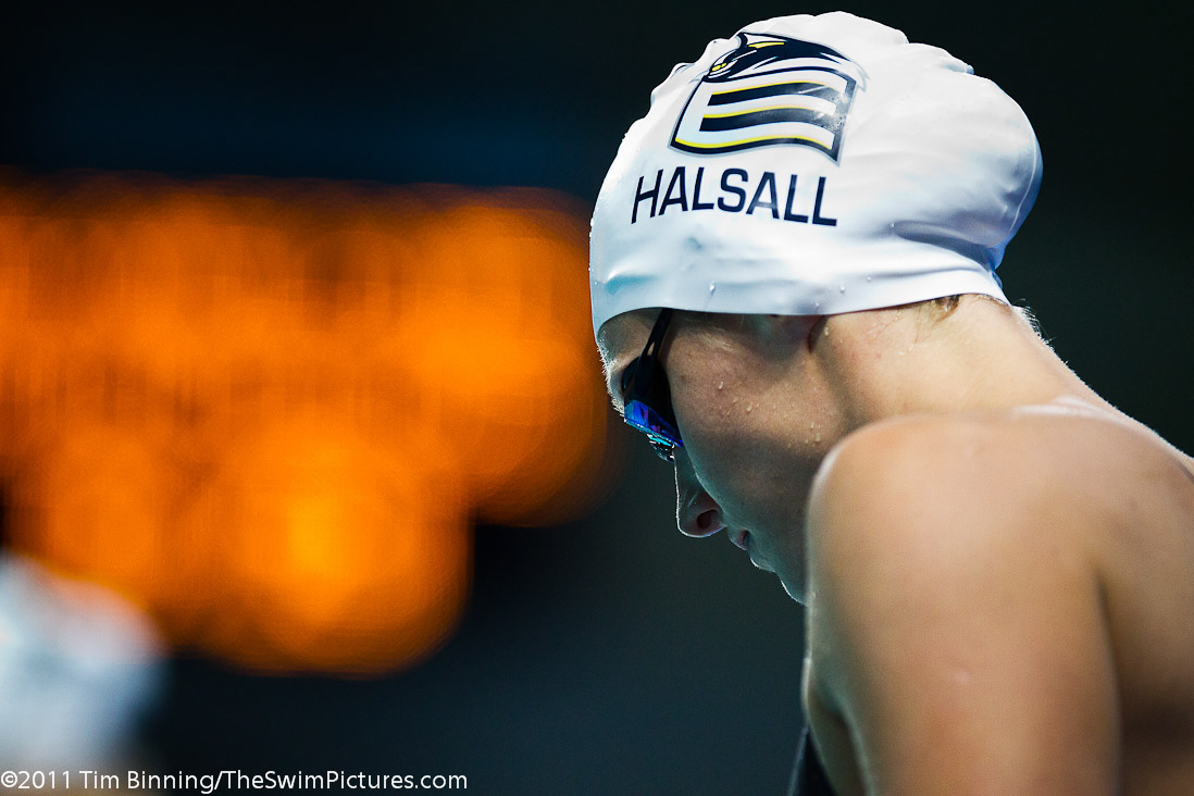 Francesca Halsall of Great Britain prepares to start the 100m Butterfly at the 2011 Mutual of Omaha Duel in the Pool held December 16 and 17, 2011 at Georgia Tech University in Atlanta, Georgia.