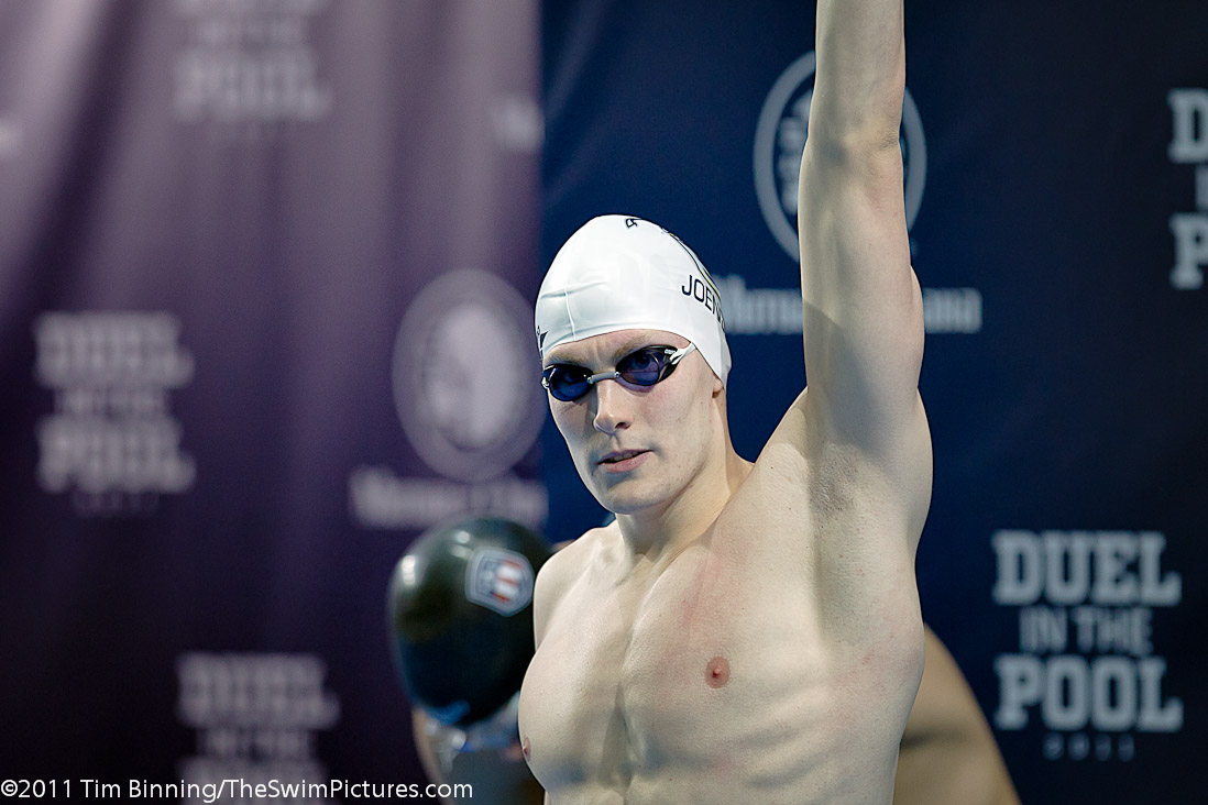 Pal  Joensen  of Faroe Islands is announced before the 400m Freestyle start at the 2011 Mutual of Omaha Duel in the Pool held December 16 and 17, 2011 at Georgia Tech University in Atlanta, Georgia.