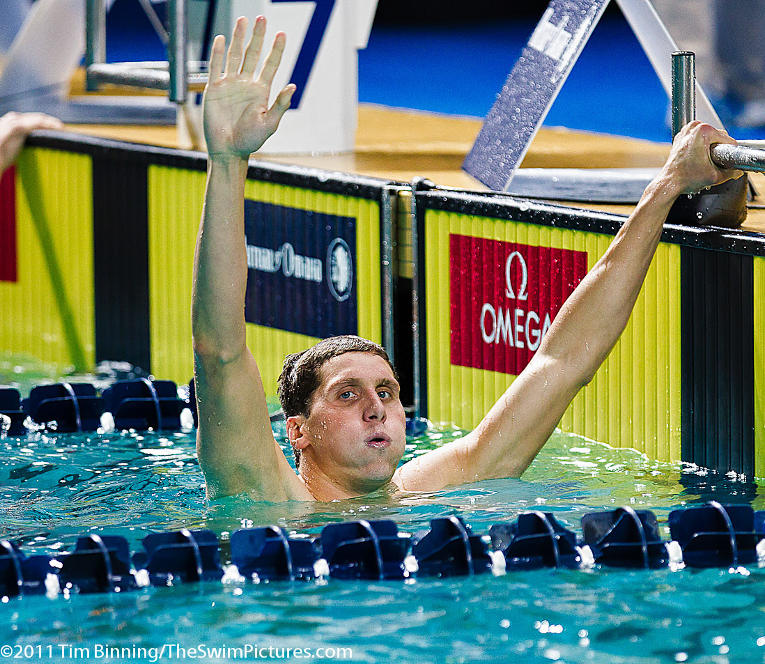 Michael Klueh of the USA wins the 400m Freestyle at the 2011 Mutual of Omaha Duel in the Pool held December 16 and 17, 2011 at Georgia Tech University in Atlanta, Georgia.