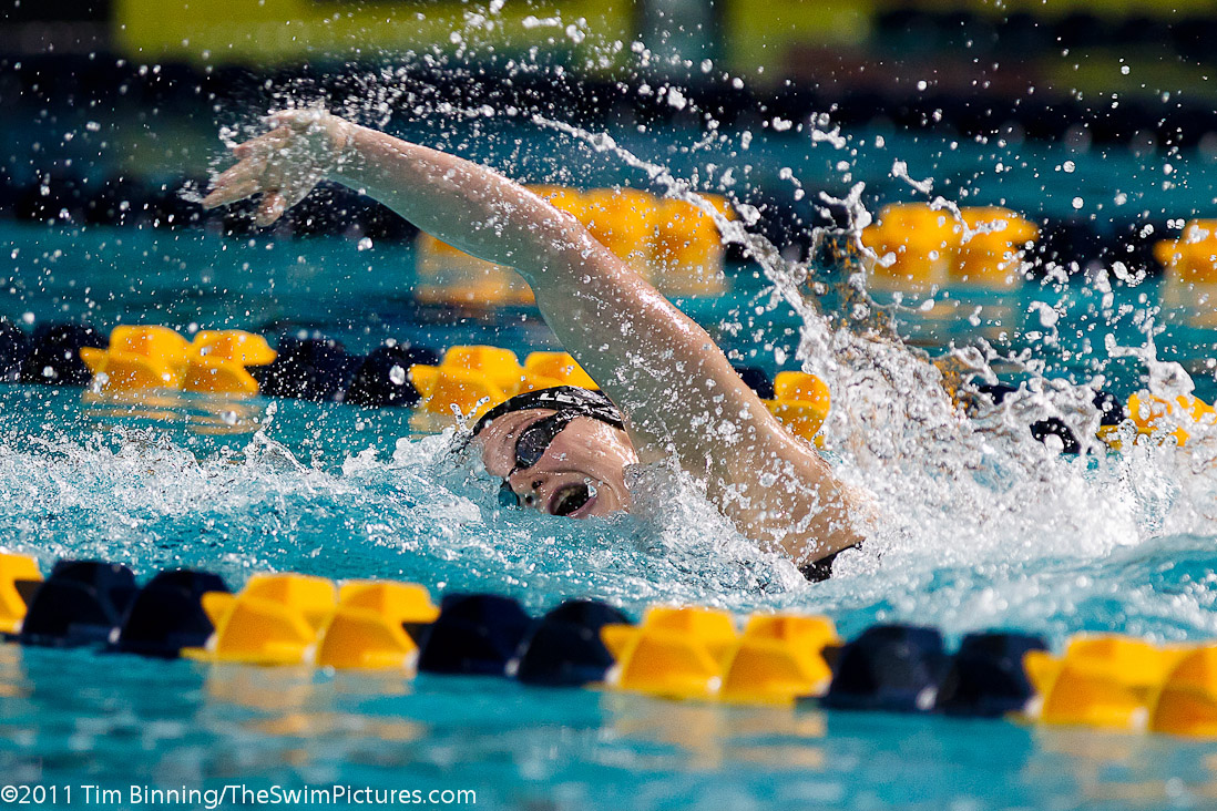 Caitlin Leverenz of Team USA swims the final leg of the 400m Individual Medley at the 2011 Mutual of Omaha Duel in the Pool held December 16 and 17, 2011 at Georgia Tech University in Atlanta, Georgia.