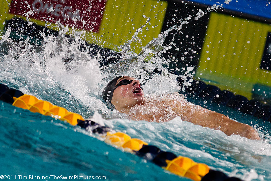 Ryan Lochte of the USA swims the 200m Backstroke at the 2011 Mutual of Omaha Duel in the Pool held December 16 and 17, 2011 at Georgia Tech University in Atlanta, Georgia.