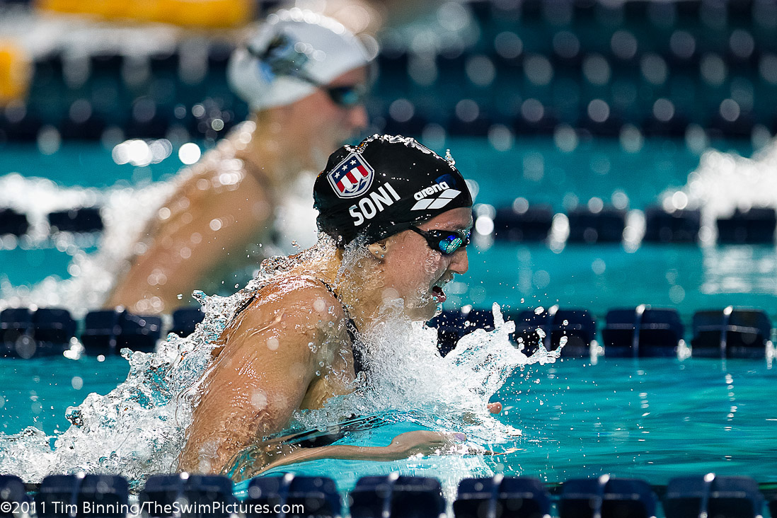 Rebecca Soni of the USA swims the 200m Breaststroke at the 2011 Mutual of Omaha Duel in the Pool held December 16 and 17, 2011 at Georgia Tech University in Atlanta, Georgia.
