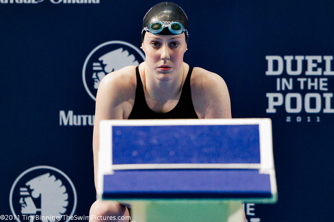 Missy Franklin of the USA before the 100m Backstroke start at the 2011 Mutual of Omaha Duel in the Pool held December 16 and 17, 2011 at Georgia Tech University in Atlanta, Georgia.