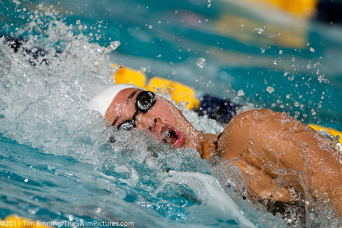 Ranomi Kromowidjojo of Netherlands swims the anchor leg of the European 4x100m Freestyle Relay at the 2011 Mutual of Omaha Duel in the Pool held December 16 and 17, 2011 at Georgia Tech University in Atlanta, Georgia.  The relay would break the existing world record but would not be official as its members were from more than one country.