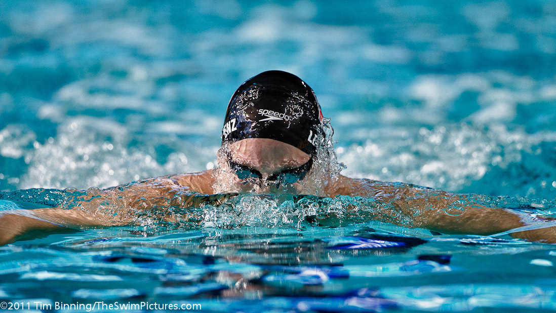 Caitlin Leverenz of the USA swims the breaststroke  leg of the 200m Individual Medley at the 2011 Mutual of Omaha Duel in the Pool held December 16 and 17, 2011 at Georgia Tech University in Atlanta, Georgia.
