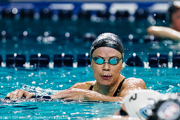 Natalie Coughlin of the USA wins the 100m Butterfly at the 2011 Mutual of Omaha Duel in the Pool held December 16 and 17, 2011 at Georgia Tech University in Atlanta, Georgia.