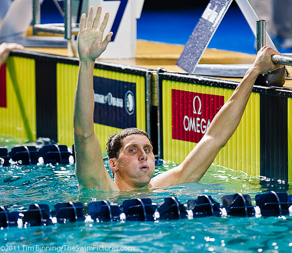 Michael Klueh of the USA wins the 400m Freestyle at the 2011 Mutual of Omaha Duel in the Pool held December 16 and 17, 2011 at Georgia Tech University in Atlanta, Georgia.