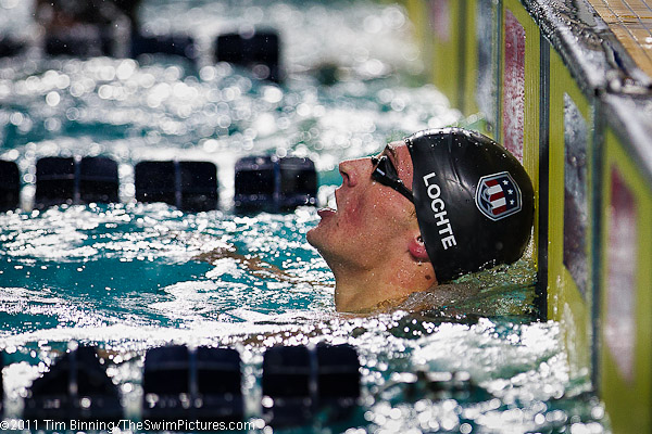 Ryan Lochte of the USA wins the 200m Backstroke at the 2011 Mutual of Omaha Duel in the Pool held December 16 and 17, 2011 at Georgia Tech University in Atlanta, Georgia.