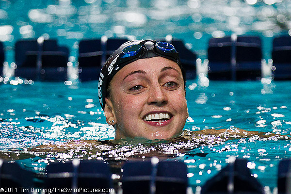 Rebecca Soni of the USA wins the 200m Breaststroke at the 2011 Mutual of Omaha Duel in the Pool held December 16 and 17, 2011 at Georgia Tech University in Atlanta, Georgia.