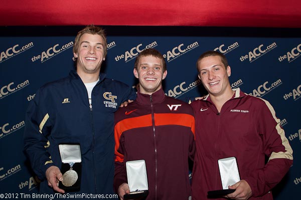 Logan Shinholser of Virginia Tech wins the 1 meter diving at the 2012 Men's Swimming and Diving Championships