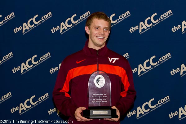 Virginia Tech junior, Logan Shinholser was named Diver of the Meet at the 2012 ACC Men's Swimming and Diving Championships.  Shinholser won the 1 meter and 3 meter boards while take second in platform diving. 