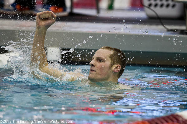 Tom Luchsinger, a UNC Junior, won his second event of the 2012 ACC Men's Swimming and Diving Championships taking the 200 fly in 1:44.53.  Earlier he won the 400 IM.
