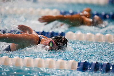 Chritine Magnuson of Tennessee Aquatics swims to victory in the 100 butterfly at the 2009 ConocoPhillips National Swimming Championships and World Championship trials