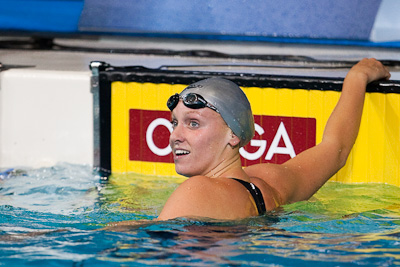 Dana Vollmer of Cal Aquatics takes first place in the 200 free at the 2009 ConocoPhillips USA National Swimming Championships and World Championship Trials