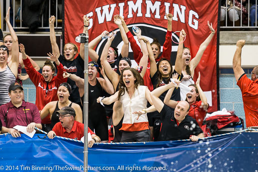 The University of Georgia Women repeat as team champions at the 2014 NCAA Division I Women's Swimming and Diving Championships