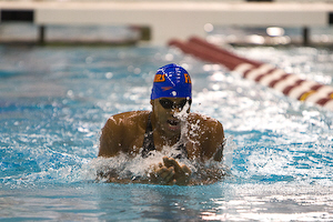 Florida Senior Brad Ally swims breaststroke en route to capturing the 200 Individual Medley and breaking the NCAA record set by former Florida teammate Ryan Lochte