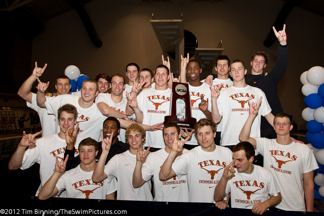 The University of Texas Men's Swimming and Diving takes the second place team award at the 2012 NCAA Championships | Texas