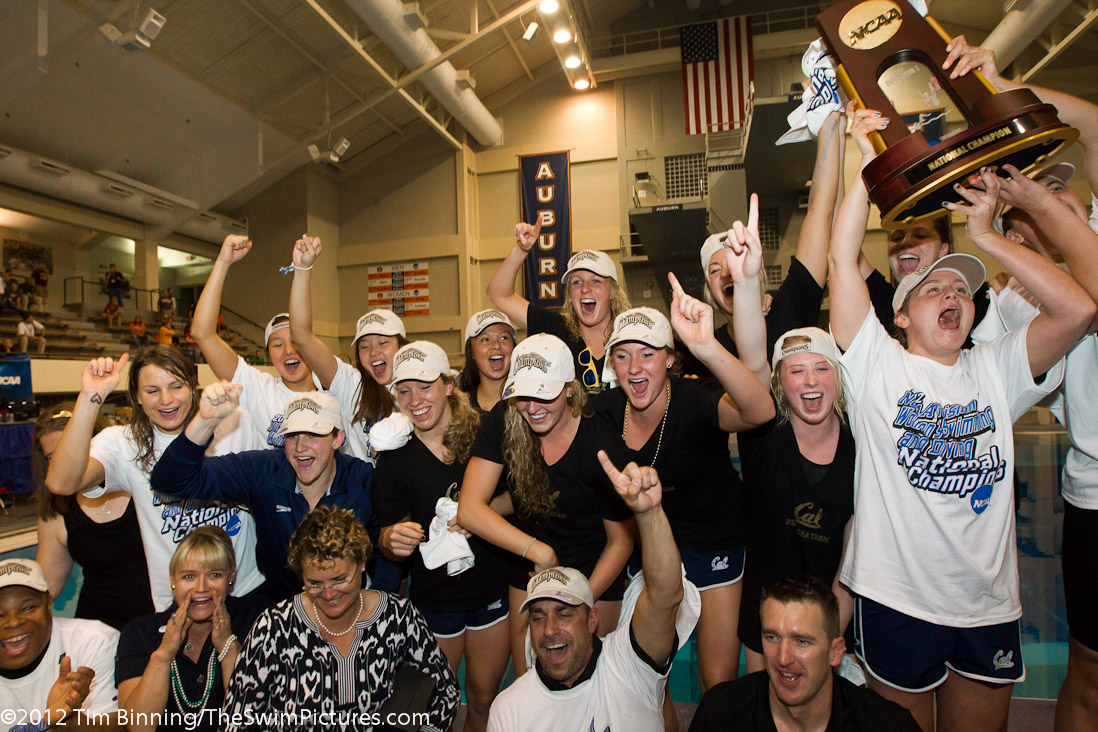 Cal Berkeley women celebrate the 2012 NCAA Swimming and Diving Championship | Cal