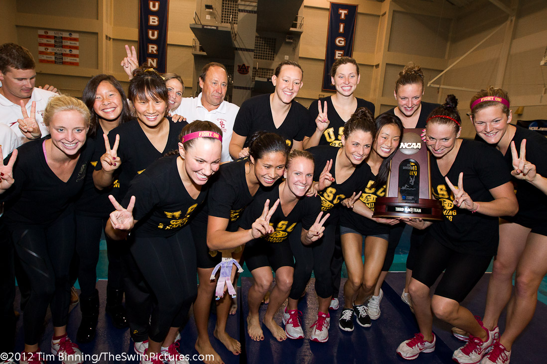  USC Women celebrate a third place team finish at the 2012 NCAA Division I Swimming and Diving Championships | _USC, third place team