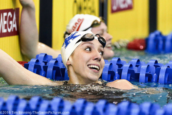 200 Backstroke winner Danielle Galyer of Kentucky at the 2016 NCAA Division I Women's Swimming and Diving Championships