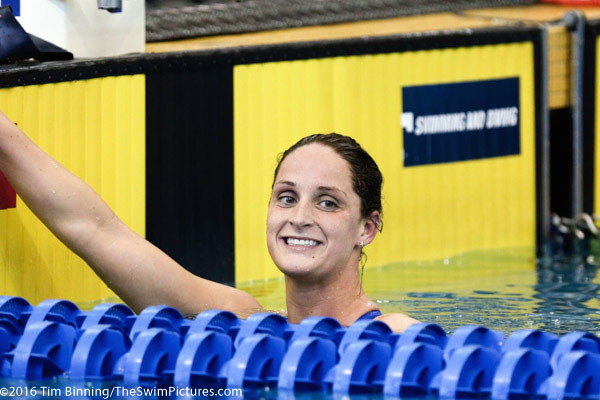 500 freestyle winner Leah Smith of Virginia 2016 NCAA Division I Women's Swimming and Diving Championships