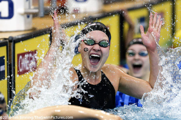 50 freestyle winner Olivia Smoliga of Georgia at the 2016 NCAA Division I Women's Swimming and Diving Championships