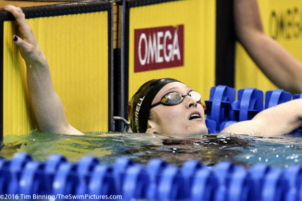 200 Butterfly winner Kelsi Worrell of Louisville at the 2016 NCAA Division I Women's Swimming and Diving Championships
