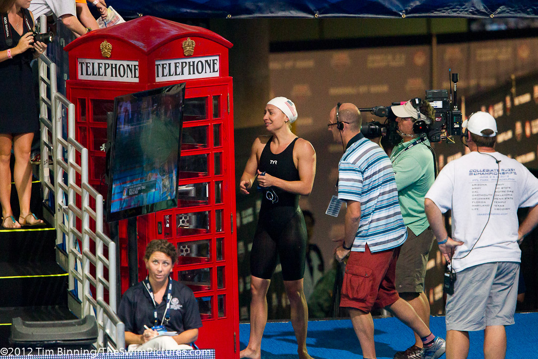 Arianna Kukors of Bolles School Swimming prepares to sign the British phone booth that is autographed by each swimmer as they qualify for the US Olympic Team. | 23, Ariana Kukors, Bolles School Sh, FL, KING, Kukors, _Kukors_Ariana