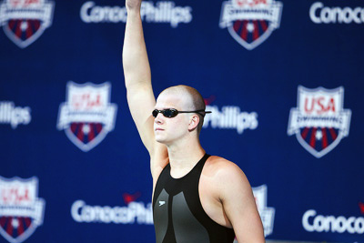 Jackson Wilcox is introduced before the start of the 1500 free which he won at the 2009 ConocoPhillips USA National Swimming Championships and World Championship Trials