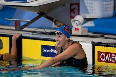 Kasey Carlson of Terrapin Swim Club swim to second place in the 100 breaststroke at the 2009 ConocoPhillips USA National Swimming Championships and World Championship Trials